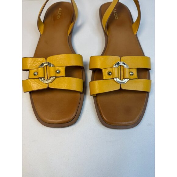 Aldo Fandra Pillow Walk Flat Sandals Yellow Size 11 Open Toe Casual Shoes - Picture 5 of 11